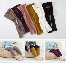 Dhl ins 6 couleurs bébé grenards garçons filles leggings bass collants tricotés neuvième taille élevée chaussettes coton purs et pan4615773