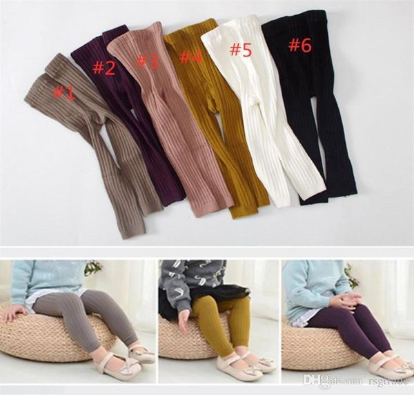 Dhl ins 6 couleurs bébé grenards garçons filles leggings bass collants tricotés neuvième taille élevée chaussettes coton purs et pan4615773