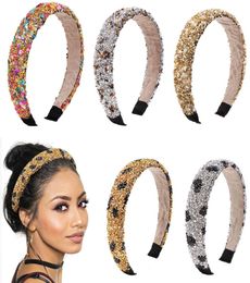 DHL INS Women Hair Bows Sticks Barokke Sponge Gevoted Bandana Hoofdband Luipaard Glitter Crystal kralen Haarband Accessoires3507213