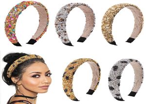 DHL INS Women Hair Bows Sticks Barokke Sponge Gevoted Bandana Hoofdband Luipaard Glitter Crystal Kralen Haarband Accessoires6163688