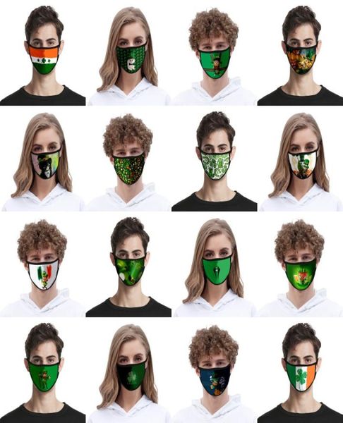 DHL Irish Green Shamrock Masques à l'épreuve de la poussière Couvre-bouche lavable Couvre-bouche extérieure Masque Masque Adult Kids Party Faven Kim7036877