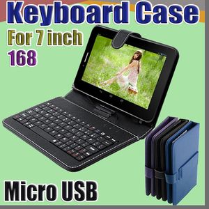 168 DHL Estuche de cuero con teclado de interfaz micro USB para Tablet PC MID de 7 pulgadas A-JP