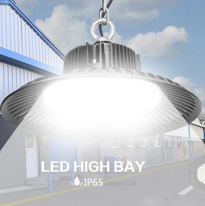 DHL LED haute baie 50W 100W 150W 200W UFO 6000K 20000Lm IP65 AC85-265V LED Lumière d'inondation Aluminium Mining Highbay lampe