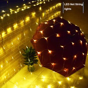 LED Christmas String Lights Net Lights 8 Modi 110V 220V MESH Kerst decoratieve lichten voor Xmas Trees Struiken Bruidstuin