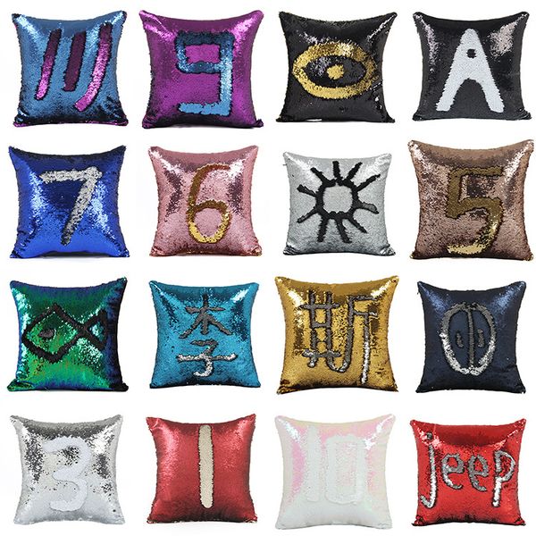 DHL sirène sequin taie d'oreiller multicolore magique changement de couleur jeter taie d'oreiller brillant taie d'oreiller dos housse de coussin vente chaude