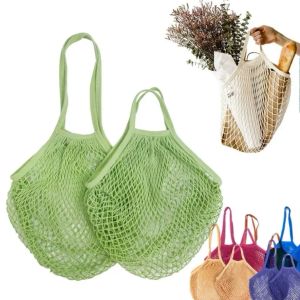 DHL Mesh Sacs Lavable Réutilisable Coton Épicerie Net String Sac Eco Marché Fourre-tout pour Fruits Légumes Portable poignées courtes et longues FY5261 bb0125