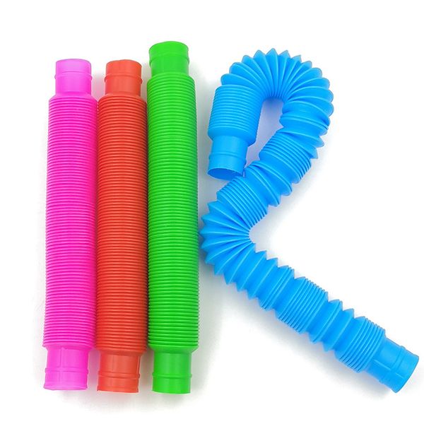DHL Nueva llegada DIY Fun Pull Toys y Pop Tubes Fidget Plastic Pipe Straws Stress Relief para niños
