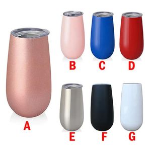 DHL Date 6oz Flûte sans tige Double isolé en acier inoxydable gobelets à vin rose glod fête de mariage belle tasse cadeau Z 2.12