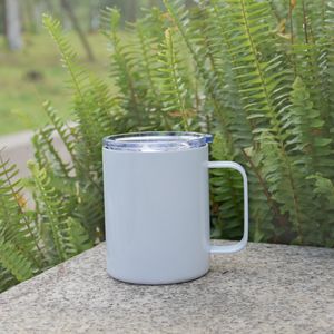 Impresión de transferencia de calor en blanco 12oz 10 oz tazas de café de sublimación vasos con asa tapa deslizante de acero inoxidable de doble pared con aislamiento al vacío tazas de coche 16 colores.