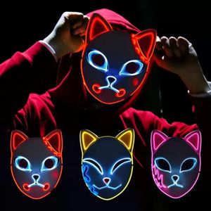 DHL Party Masks Demon Slayer Tanjirou Mask Mask Sabito Mascarilla Anime Makomo Cosplay Masques Halloween Costume Mascaras Led FY7942