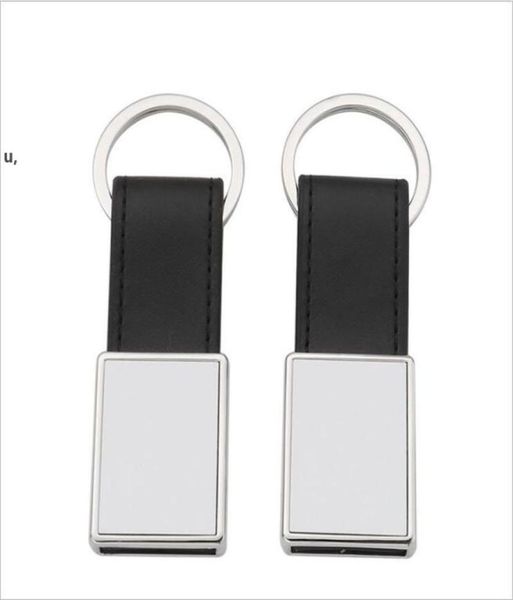 DHL personnalisé porte-clés en métal faveur sublimation porte-clés en forme de maison avec anneau en cuir PU pendentif clé souvenir rectangulaire unique R7510454