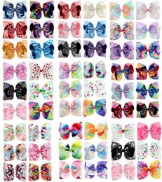 Dhl Princess Sequins Large 8 pouces Bows Enfants Barrettes Unicorn Rainbow Girls Clips JoJo Siwa Hair Accessories1192017