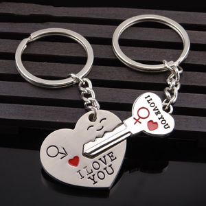 DHL "The Key To Open Your Heart " Couple Lover's Keyring Wedding Favor keychains Wholesale