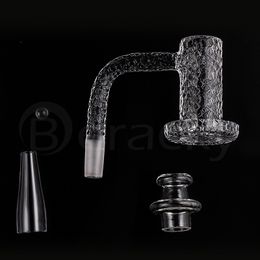 DHL Sandblasted Smoking Quartz Banger 20mmOD Kit de charme de clous à bord biseauté Modèle de sculpture avec capuchon Carb Cone 1pc perle pour bongs d'eau en verre Dab Rigs