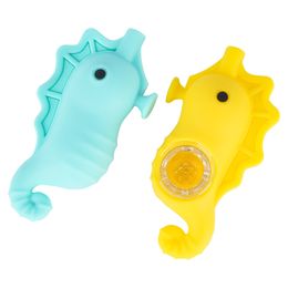 DHL Seahorse Forme Silicone Main Fumer Pipes Incassable Eau Bubbler Pipe Avec Bol En Verre Pour Herbe Sèche