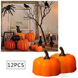 Party Decoration 12 Pack Pumpkin Halloween LED kaarslicht cadeau -set handgrepen decoratie Home aanwezig decor