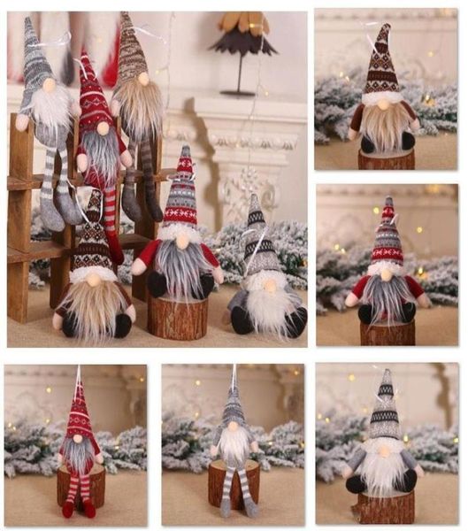 Navire DHL 10 pcs ornement de Noël en tricot en peluche gnome poupée de Noël mur suspendu décoration de vacances de vacances décoration d'arbre cadeau8462824
