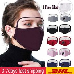 DHL Ship 2 en 1 Máscara de algodón con protección para los ojos Protección para los ojos Máscara facial Cubierta completa Unisex Antipolvo A prueba de viento Hombres Mujeres Máscara de ciclismo