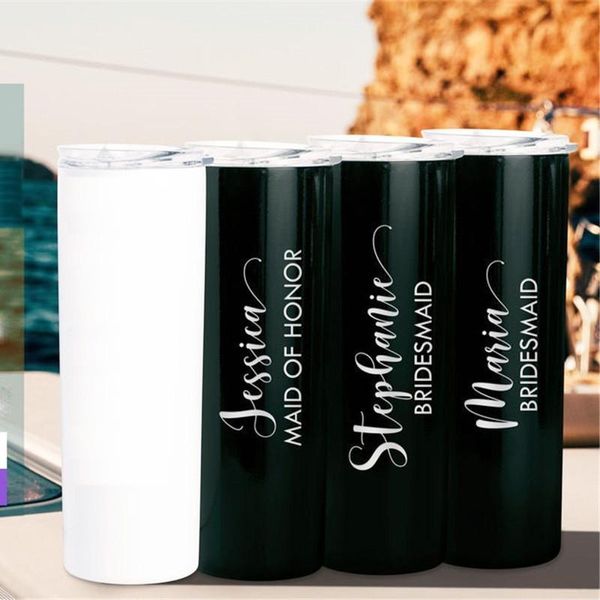 DHL Ship DIY Blank 20oz Sublimation Tumblers Tazas de agua con aislamiento al vacío de acero inoxidable de doble pared Tazas rectas en blanco