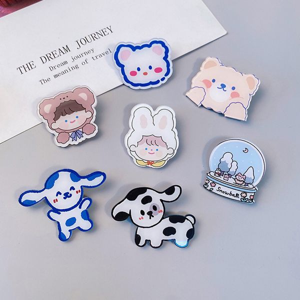 DHL SHIP Mode Mignon Broches Japonais Creative Cartoon Acrylique Broche Fille Accessoires Vêtements Sac Pendentif Badge Pin