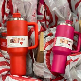 Prêt à expédier Pink Cosmic 40oz trempé H2.0 tasse à café tasse de camping en plein air tasse de voiture de tourisme en acier inoxydable cadeau de la Saint-Valentin entrepôt des États-Unis