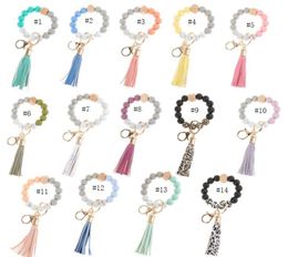 DHL Ship Silicone Breded Bangle Keynchain avec Tassel for Women Party Favor Wristlet Key Ring Bracelet6308066