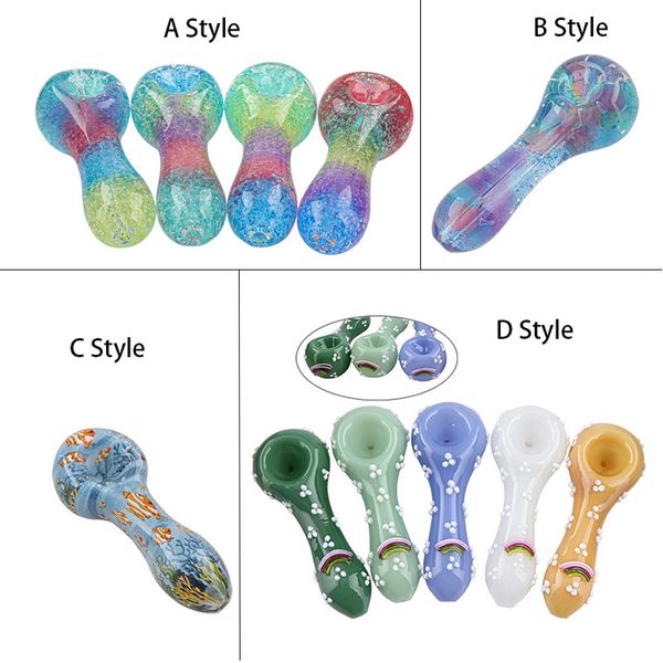 Envoi DHL Pipe à fumer en verre Pipe à tabac Pipes à main Pyrex Cuillères colorées Vis arc-en-ciel avec floral Agung Coloré Fraise Panda Art Mode Accessoires pour fumer