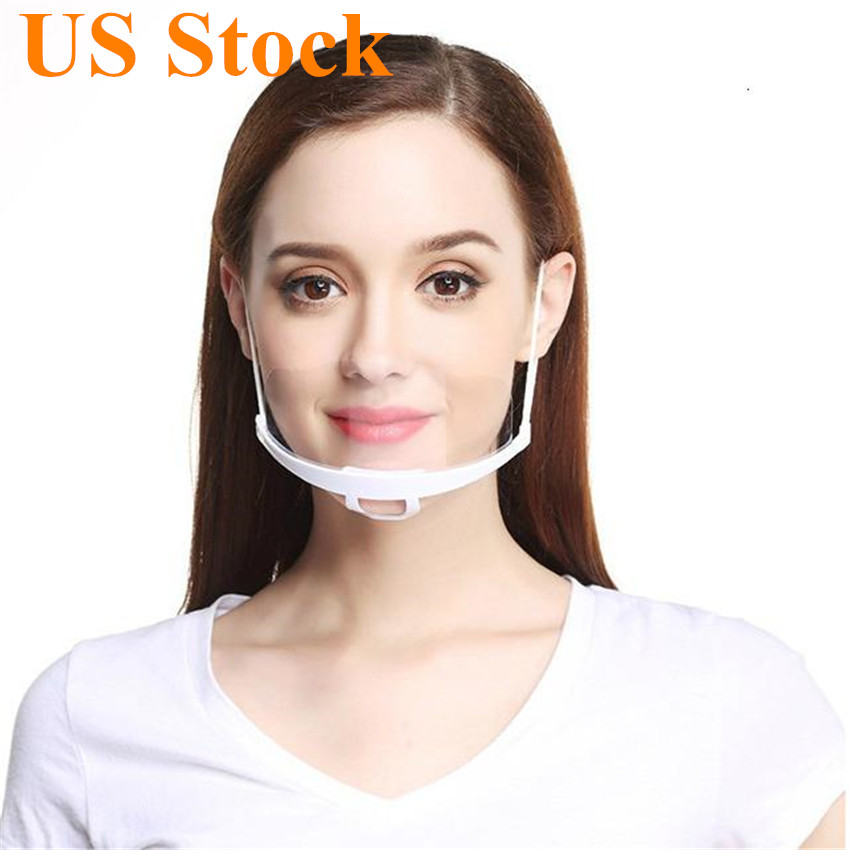 DHL Shipping Disposable Transparent Masks Anti Fog Catering Food Hotel Plastic Party Mask Health Care Kitchen Restaurant Tools Wholesale