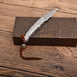 DHL verzonden nieuwe Damascus Small EDC Pocket Folding Knife VG10 Damascus stalen messtaalshandel met nylon tas