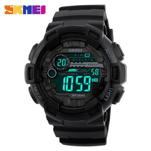 DHL SKMEI Mannen Sporthorloges 50 M Waterdichte Back Light LED Digital Watch Chronograph Shock Double Time F Polshorloges 1243