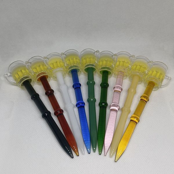 DHL Smoking Dab Tool 5.5 pulgadas de longitud Beer Cap Style Glass Dabber Nails Herramientas para cera Hierba seca Tabaco Pipa de agua Bong Banger