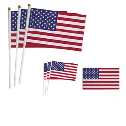 DHL Spot 14*21 20*28cm pancartas americanas bandera para agitar a mano bandera grande de poliéster con poste