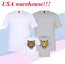 T-shirt vierge par sublimation DHL, chemise à transfert de chaleur, blanc, gris, polyester, manches courtes, col rond, vêtements bb0218