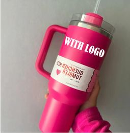 DHL THE QUENCHER H2.0 40OZ Tasses Cosmo Pink Parade Target Gobelets rouges Tasses de voiture isolées En acier inoxydable Café Termos Barbie Tumbler rose Cadeau de la Saint-Valentin US STOCK