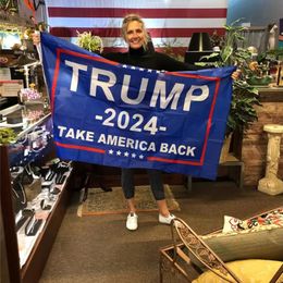 DHL Trump Elección 2024 TAKE AMERICA BACK Bandera de doble arma con fondo negro 90 * 150 cm Elección 2024 Bandera de Trump