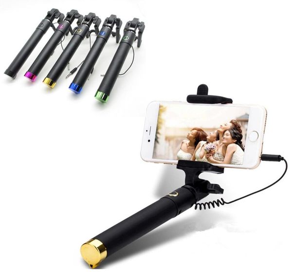 DHL Universal Luxury Mini Selfie Stick Monopod pour iPhone Samsung Android iOS Wired Palo Selfie Groove Camera Para4428371