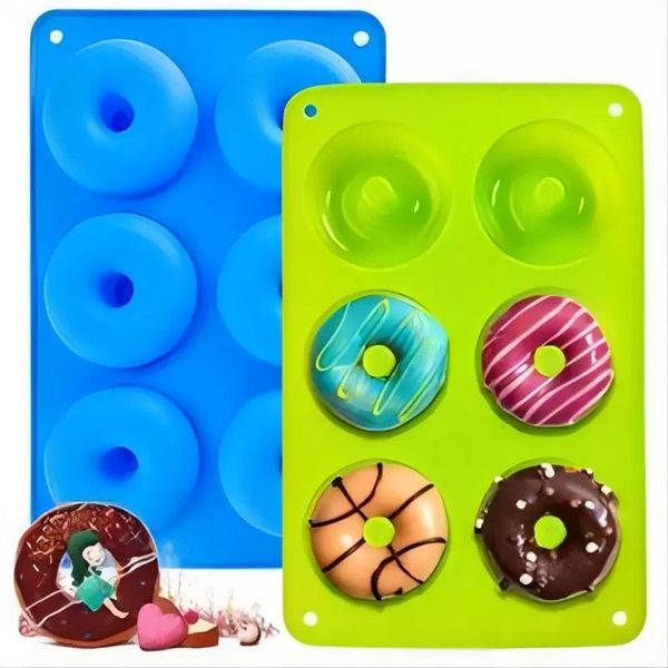 DHL UPS Moldes para hornear Silicona Donut Pan 6 Cavity Donuts Antiadherente Pastel Galleta Bagels Molde Bandeja Pastelería Suministros de cocina Essentials F0901