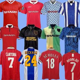 1999 2000 Mans United Retro utds Manchesters voetbalshirt RONALDO BECKHAM CANTONA KEANE SCHOLES GIGGS voetbalshirt