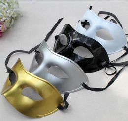 Máscaras de disfraces venecianas de DHL para bolas de disfraces de Halloween Mardi Gras Fiesta de baile de graduación medio ojo oro plata Máscaras para hombres1565238