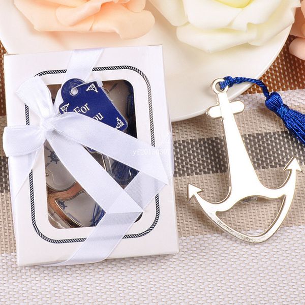 DHL Livraison Gratuite De Mariage Faveurs Cadeau Argent À Thème Nautique Partie Bateau Ancre Bière Décapsuleur avec Bleu Gland Partie Décoration Fournitures