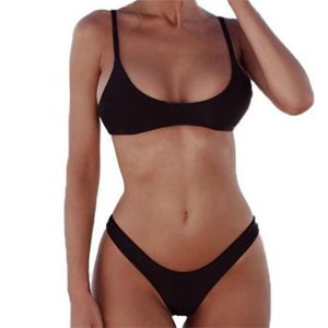 Vrouwen zwempak 2022 Swimwear Bikini Set Sexy Beach Swim Suit Push Up Plus Size High Taille White Black Solid