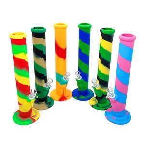 Tuyau d'eau en silicone Narguilés Bongs en silicone Bongs en verre Plate-forme pétrolière avec accessoire de fumée de bol en verre