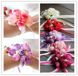 DHL Wholsesle Corniw Corsage Bridesmaid Sisters Flowers Hand Flowers Artificial Silk Lace Bride Flowers for Wedding Party Decorati5549047