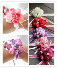 DHL Wholsesle Corniw Corsage Bridesmaid Sisters Flowers Hand Flowers Artificial Silk Lace Bride Flowers for Wedding Party Decorati3647107