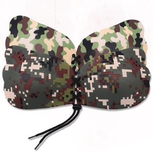 DHL Mujeres Camuflaje Color Fly Alas Forma silicona Invisible Push Up Autoadhesivo Frente Cierre Frente Sticky Nipple Nipple Herramienta de sujetador invisible