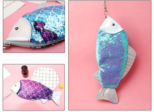 DHL gratuit Femmes En Forme De Poisson Sequin Pochette Fille De Mode Sequin Porte-Monnaie Stylo Crayon Sacs Sirène Glitter Sac À Main Portefeuille Bourse