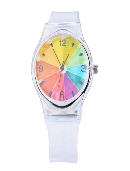 Dhl Maravillosa fruta estrellada Cielo impreso niños Jelly Candy Candy Transparent Plástica Reloj Estudi