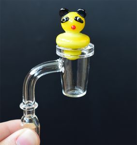 DHL XL Flat Top Conical Quartz Nail Avec Verre Solide Cactus Panda Canard Carb Cap Accessoires Fumeurs Pour Plates-formes Pétrolières Bongs En Verre