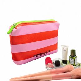 DHL100PCS Sacs de cosmétiques Femmes Néoprène Couleur Stripe Sac de maquillage protable imperméable T59G #