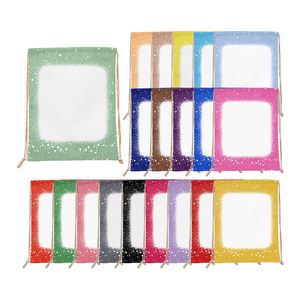 DHL100pcs Fietstassen Sublimatie DIY Wit Patchwork Katoen Linnen Trekkoord Schooltassen Mix Kleur